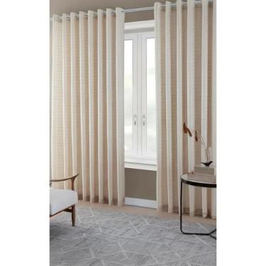 Imagem de Cortina Blackout PVC Voil Xadrez 2,30x2,80 Cor Palha - Congratulations