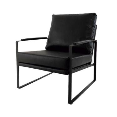 Imagem de Poltrona Boss PU Preta com Base de Ferro - Waw Design