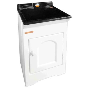 Imagem de Tanque com Gabinete Lavar Roupas Preto 20L 46x43x93cm Armário Lavander