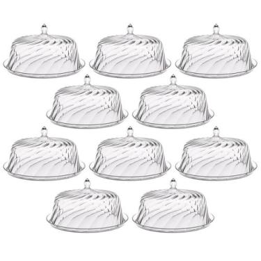 Imagem de Conjunto 8 Porta Bolos Transparente com Cúpula 25cm Tortas Doces Padar