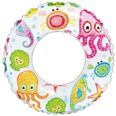 Imagem de Boia redonda infantil inflável para piscina mar. Boia divertida colori