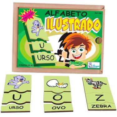 Imagem de Alfabeto Ilustrado Cartilhas Brinquedo Educativo Alfabetização na Caix