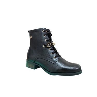 Imagem de Bota Feminina Pegada 282010-05 Burnished - Via Marte, Preto, Dourado, 