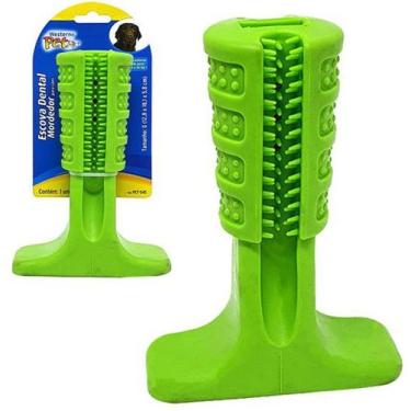 Imagem de Escova dental / mordedor para cachorro verde 17,5x13cm na cartela - We