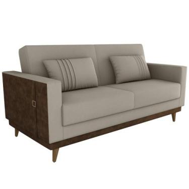 Imagem de Sofa Cama 2 Lugares 203 cm Esther Veludo material sintético Marrom Whi