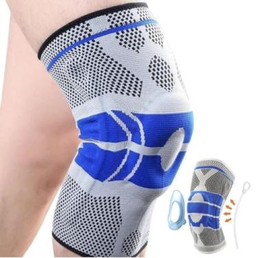 Imagem de Joelheira Ortopedica De Compressão Silicone E Fio De Flexível Aço Tensor Alívio De Dor Tensor articulada juelheirra patelar ligamento rompido Fitness Cross Proteção Silicone Cores Variadas (M(M))