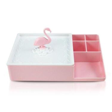 Imagem de Organizador Multiuso Flamingo De Mesa Lifestyle Jacki Design Rosa-bran
