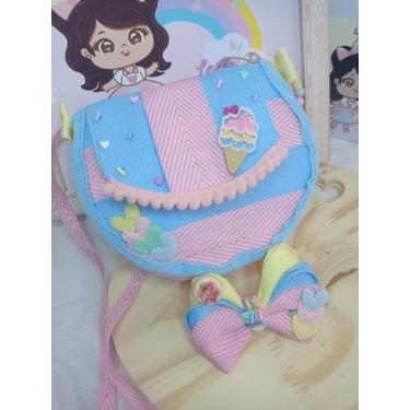 Imagem de Bolsa + Presilha de  Laço Infantil Artesanal  - Laços da Lolo, Azul, U