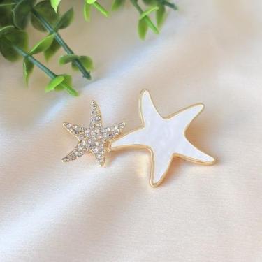 Imagem de Broche Estrelas Duplas com Madrepérola - Pistache Acessórios