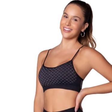 Imagem de Top Feminino Com Bojo Sem Costura Selene, GG, Preto