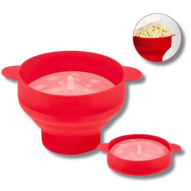 Imagem de Pipoqueira Para Micro-ondas de Silicone Retrátil Com Tampa Balde de Pi