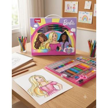 Imagem de Maleta de Pintura Artística Estojo Infantil Barbie 140 Peças Escolar K