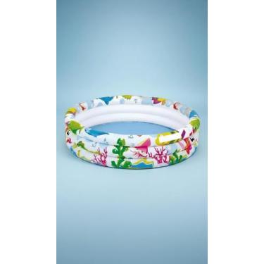 Imagem de Piscina Inflável Redonda Infantil 100L 3 Anéis Fundo Mar - Congratulat