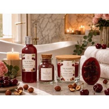 Imagem de Kit Spa Aromático Artesanal Presente  6 Itens  Vela Aromática, Sabonet