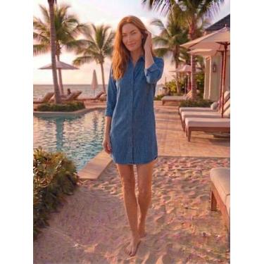 Imagem de Chemise Feminina Saída de Praia Manga Longa Moda Praia Verão - Gisele 