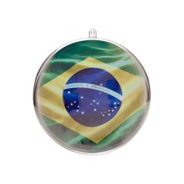 Imagem de Kit 10 Esferas De Acrílico 9cm Com Encarte Bandeira Brasil - Russo Art