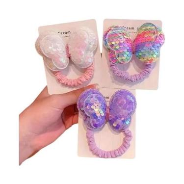 Imagem de Elásticos De Cabelo Com Lantejoulas Em Forma De Borboleta Para Meninas