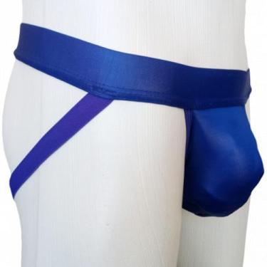 Imagem de Cueca Jockstrap Em Cirre Azul Bojo Frontal Extra Plus Mais Espaço Sexl