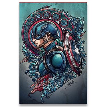 Imagem de Poster Decorativo 42cm x 30cm A3 Brilhante Capitão America Vingadores