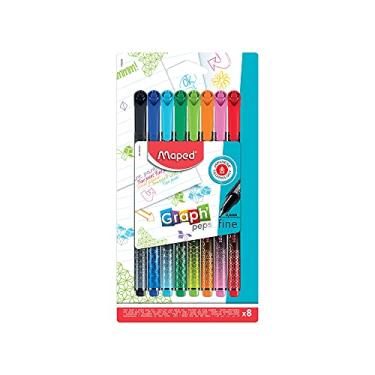 Imagem de Caneta Hidrográfica, Maped, Fineliner Graph'Peps Premium, 749048, 8 cores, ponta fina 0.4mm