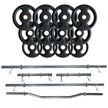 Imagem de Kit Anilhas 24kg + 2 Barras 40cm + Barra 160 + Barra 120 + W