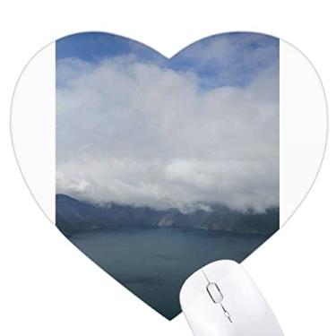 Imagem de Mousepad Blue Sky e Nuvens Brancas Coração Tapete de Borracha para Escritório