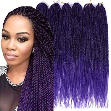 Imagem de Cabelo palácio 6 unidades/lote tranças de cabelo de crochê entrelaçado senegalês pequeno fácil de torcer crochê trançado 2S tranças senegalesas 35,56 cm 45,72 cm 60,96 cm 30 fios penteados para mulheres negras cor (35,56 cm, T1B/roxo)