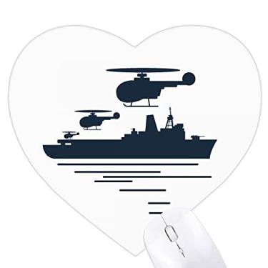 Imagem de Mousepad Helicóptero Navio Wave Coração Militar Tapete de Borracha Jogo Escritório