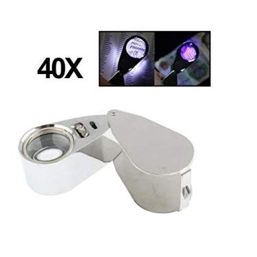 Imagem de Lupa Conta Fios em metal com ampliação de 40x e lente de vidro com 25mm + estojo em acrílico
