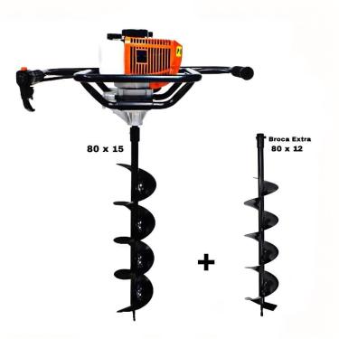 Imagem de KIT Perfurador de Solo Vulcan VPS520-S 2T 52CC 2,5HP com Broca 80x15cm + Broca Extra 80...