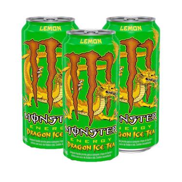 Imagem de Energético Monster Energy Dragon Ice Tea Lemon 473ml | Kit com três unidades
