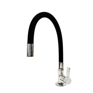 Imagem de Torneira Cozinha Mesa Gourmet Preta Flexível 1/4 Volta C70