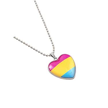 Imagem de Colar Orgulho Pansexual Bandeira Em Formato de Coração Lgbtq+