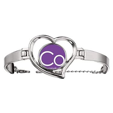 Imagem de N/A N/A Chestry Elements Tabela Período de Transição Metais Cobalto Co Pulseira Coração Joia Fio Bangle, medium, metal