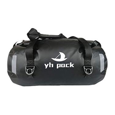 Imagem de Bolsa de couro impermeável para motocicleta para assento traseiro mochila para motocross grande capacidade bolsa para motocicleta bolsa para viagem cavaleiro, preta, 80L