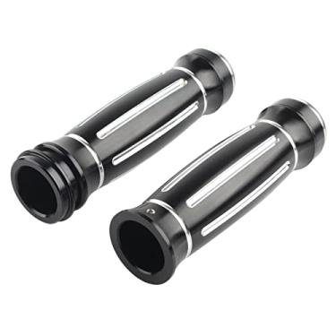 Imagem de FINMOKAL Punhos De 1" Com Corte De Contraste Cnc Preto Acelerador Eletrônico Para Harley Road King