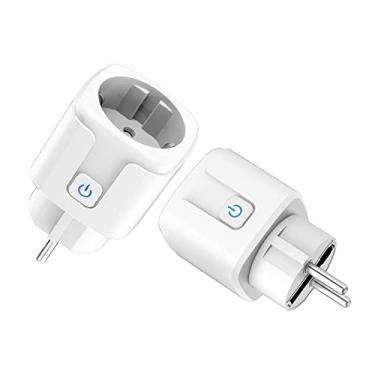 Imagem de Mini Smart Plug, Wifi Sem Fio APP Controle Remoto Controle de Voz Programação Função Gerenciamento de Quantidade Elétrica Tomada Smart In-wall Soquete，compatível com Google Home Alexa(Plug EU, 16A Branco，Pacote de 2） (2)