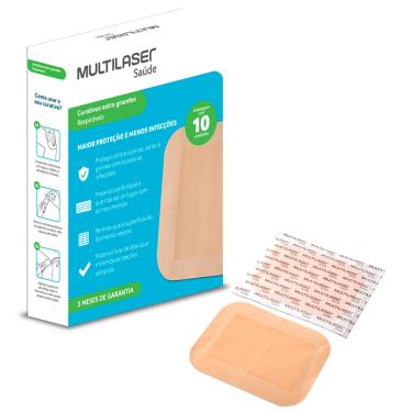 Imagem de Curativo Extra Grande em Fita com 10 Unidades Multilaser