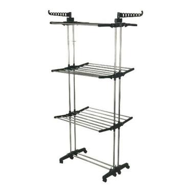 Imagem de Varal De Chão Com 3 Andares - Aço Inox - Móvel E Dobravel