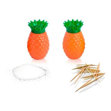 Imagem de Kit Saleiro Paliteiro De Mesa De Abacaxi Tropical 2 Peças