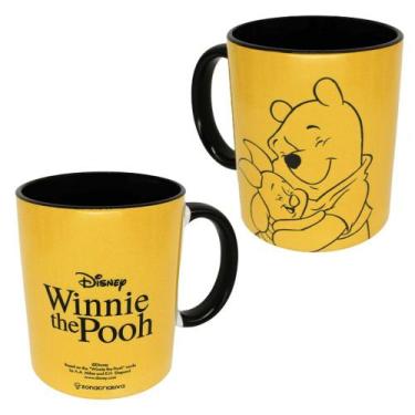 Imagem de Caneca Ursinho Pooh E Leitão Porcelana Amarela 350ml Oficial Disney -