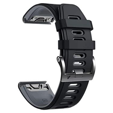Imagem de GANYUU Pulseira de couro para Garmin Fenix 5/5X/5S Plus 6/6X/6S Pro 945 935 3 HR D2 pulseira inteligente 22 26mm pulseira de liberação rápida (Cor: Silicone 1, Tamanho: 26mm Fenix 3 HR D2)