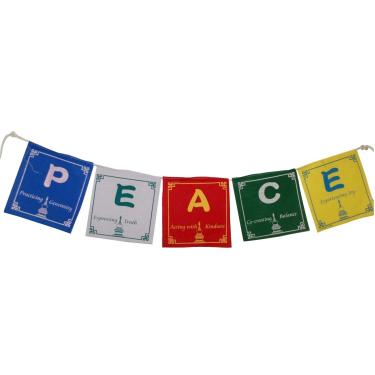 Imagem de Bandeiras de oração da paz no Tibete em inglês, conjunto de 5 bandeiras, 12,7 x 12,7 cm