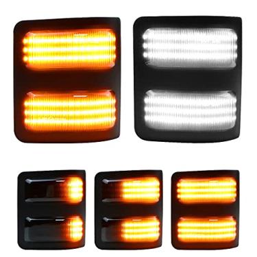 Imagem de Luzes de LED para espelho lateral com indicador dinâmico, compatível com 2008-2016 Ford F250 F350 F450 F550 Super Duty, luzes de seta âmbar, luzes de corrida brancas