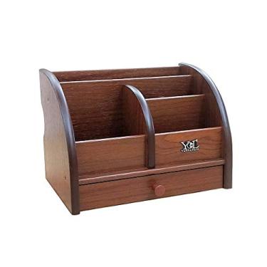 Imagem de Caixa de armazenamento de controle remoto de madeira com gaveta fina para casa e escritório, organizador de caneta/lápis, maquiagem e outros itens pequenos YCL825