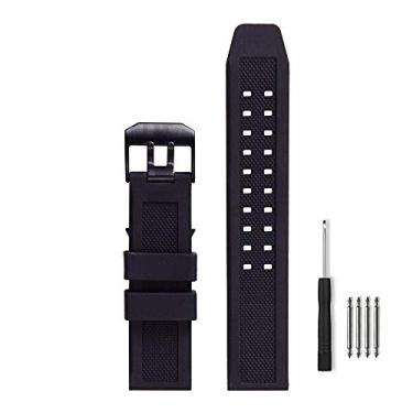 Imagem de Pulseiras Narako de 23 mm para relógio de borracha série Casio de substituição Luminox 3050 8800 3950 com fivela preta/prata à prova d'água, Black Buckle