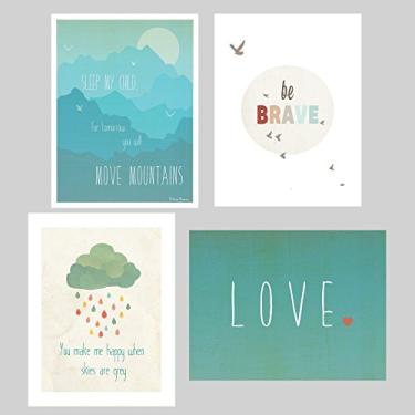 Imagem de Impressões Happiness Mini Collection, 12,7 cm x 17,78 cm, conjunto de 4, arte motivacional, citações inspiradoras, decoração de quarto infantil, decoração de quarto de berçário, frases de amor