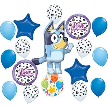 Imagem de Bluey Birthday Party Supplies Balloon Bouquet Decorations With Paw Prints