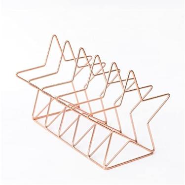 Imagem de KIZQYN Estante Acessórios de Escritório Estante de Mesa Simples Prateleira de Jornal Revista Simples Shel Arte de Ferro Estante de Livros (Cor: D)