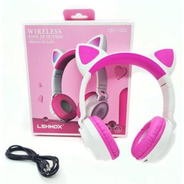 Fone De Ouvido Orelha De Gato Rosa Booglee KaBuM